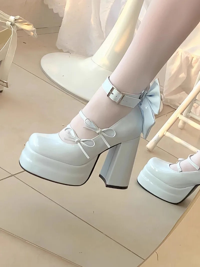 Retro Mary Jane Schuhe für Damen - Dicke Sohle, wasserdichte Plateausohle, große elegante Schleife